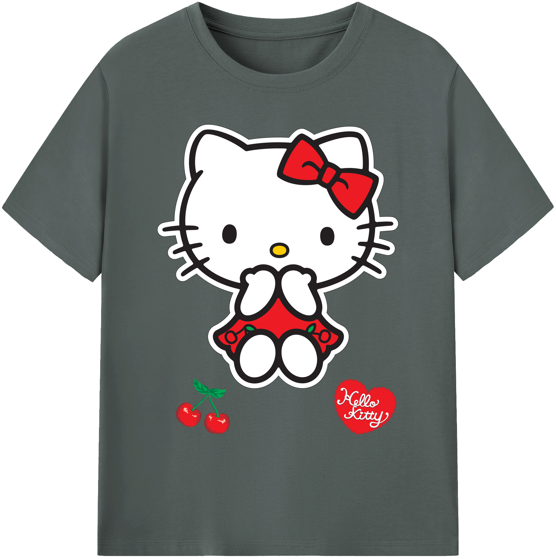 （画像用） Hello Kitty ハローキティ 綿100％ メンズ半袖Tシャツ｜肌触りやわらか＆通気性